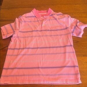 Pink Striped mens Polo Shirt